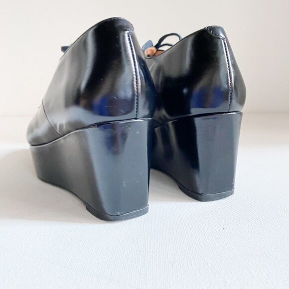 Robert Clergerie Black Leather Platform Lace up  Shoes 37.5 - Picture 3 of 10